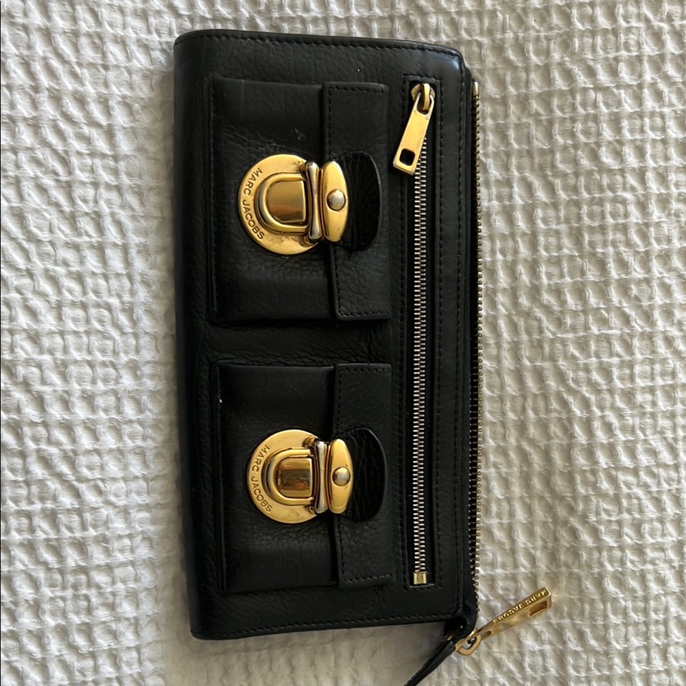Marc Jacobs Black Wallet with Gold Accents
